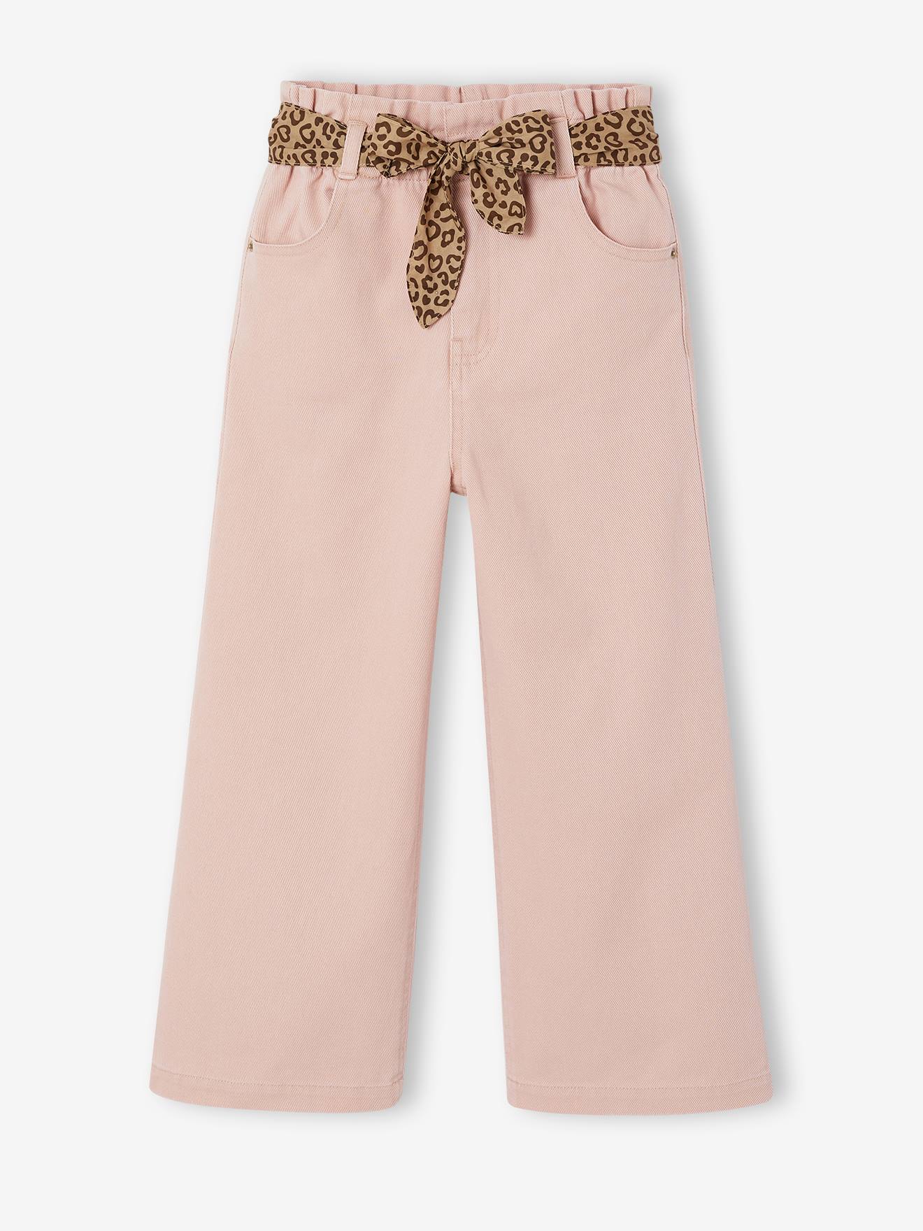 Mädchen Hose mit Paperbag-Bund und Stoffgürtel