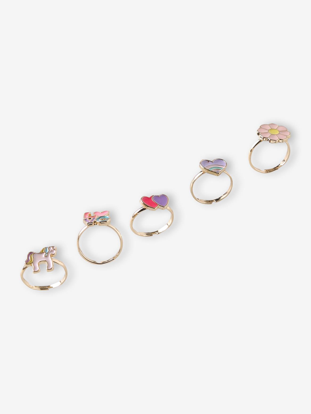 5er-Set Ringe mit Einhorn