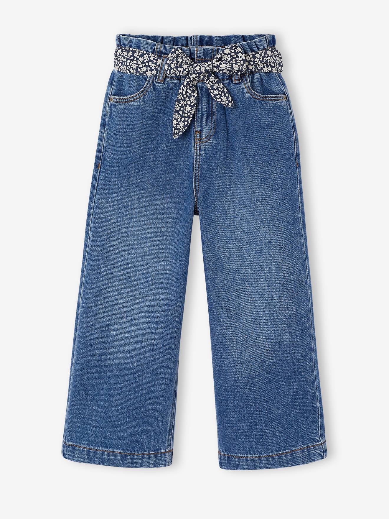 Weite Paperbag-Jeans mit en Stoffgürtel Mädchen