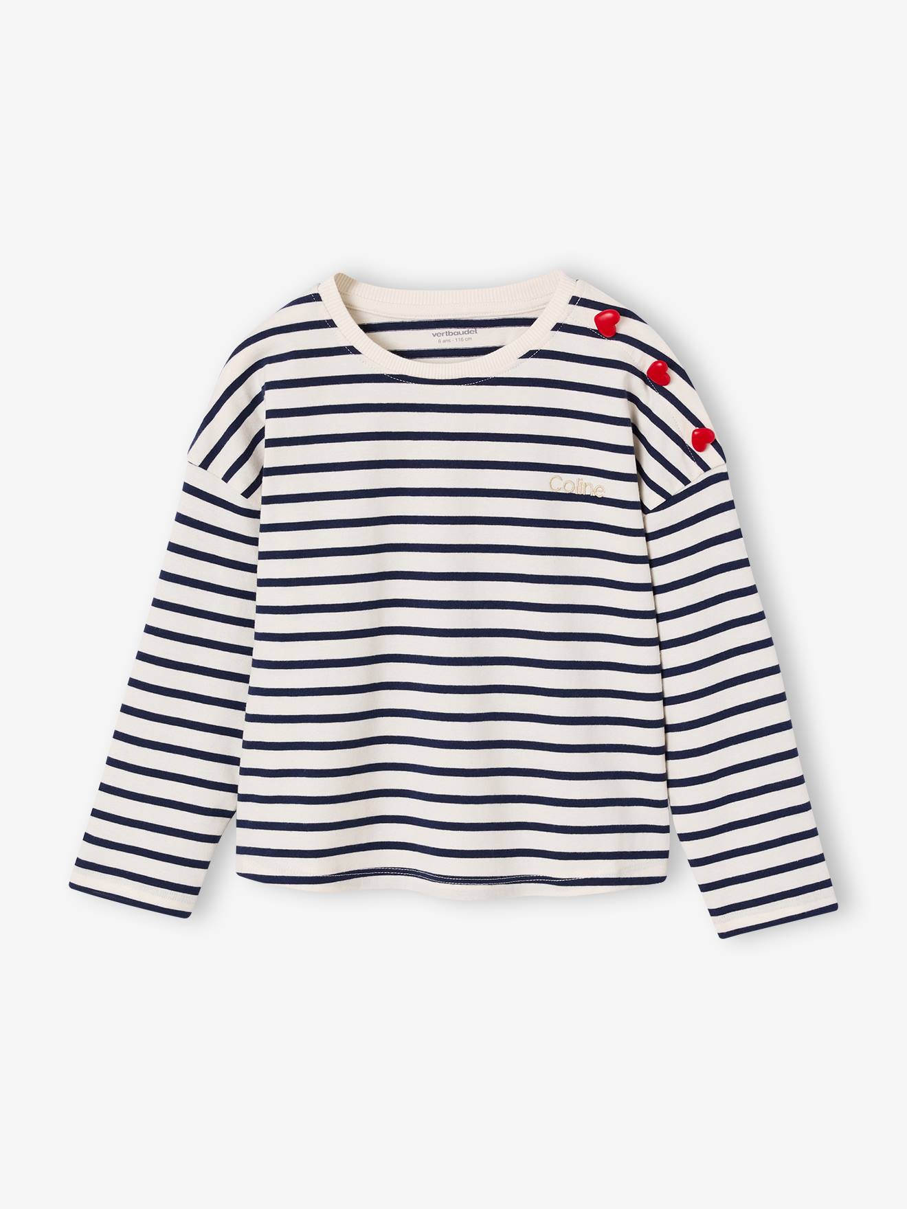 Ringelshirt mit Herzknöpfen Mädchen