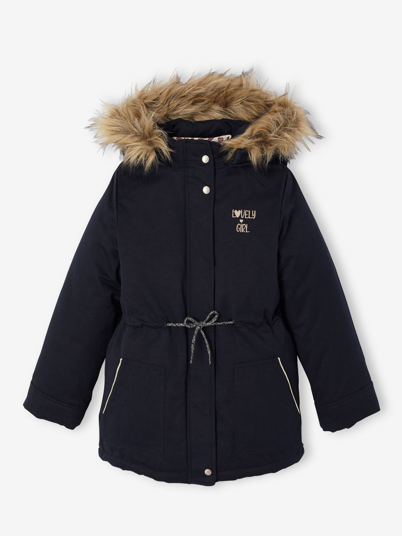 3-in-1-Winterjacke mit Kunstfell-Kapuze und Innenjacke Mädchen