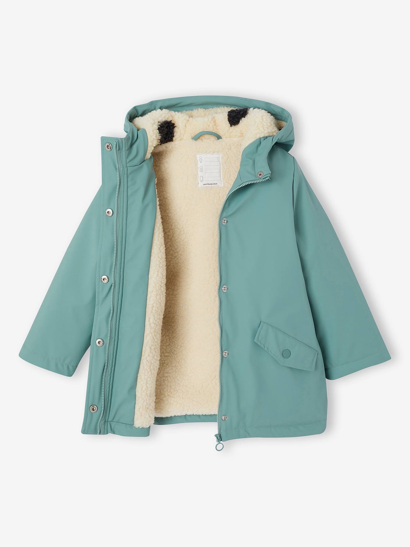 Warme Regenjacke mit Teddyfleece-Futter Mädchen