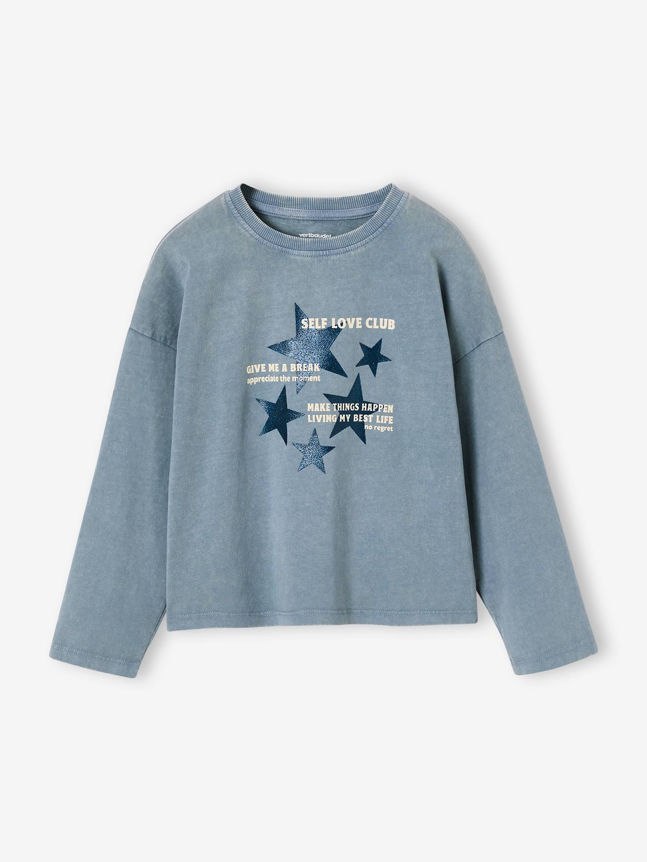 Shirt mit Glitzerdetails und Used-Effekt Mädchen