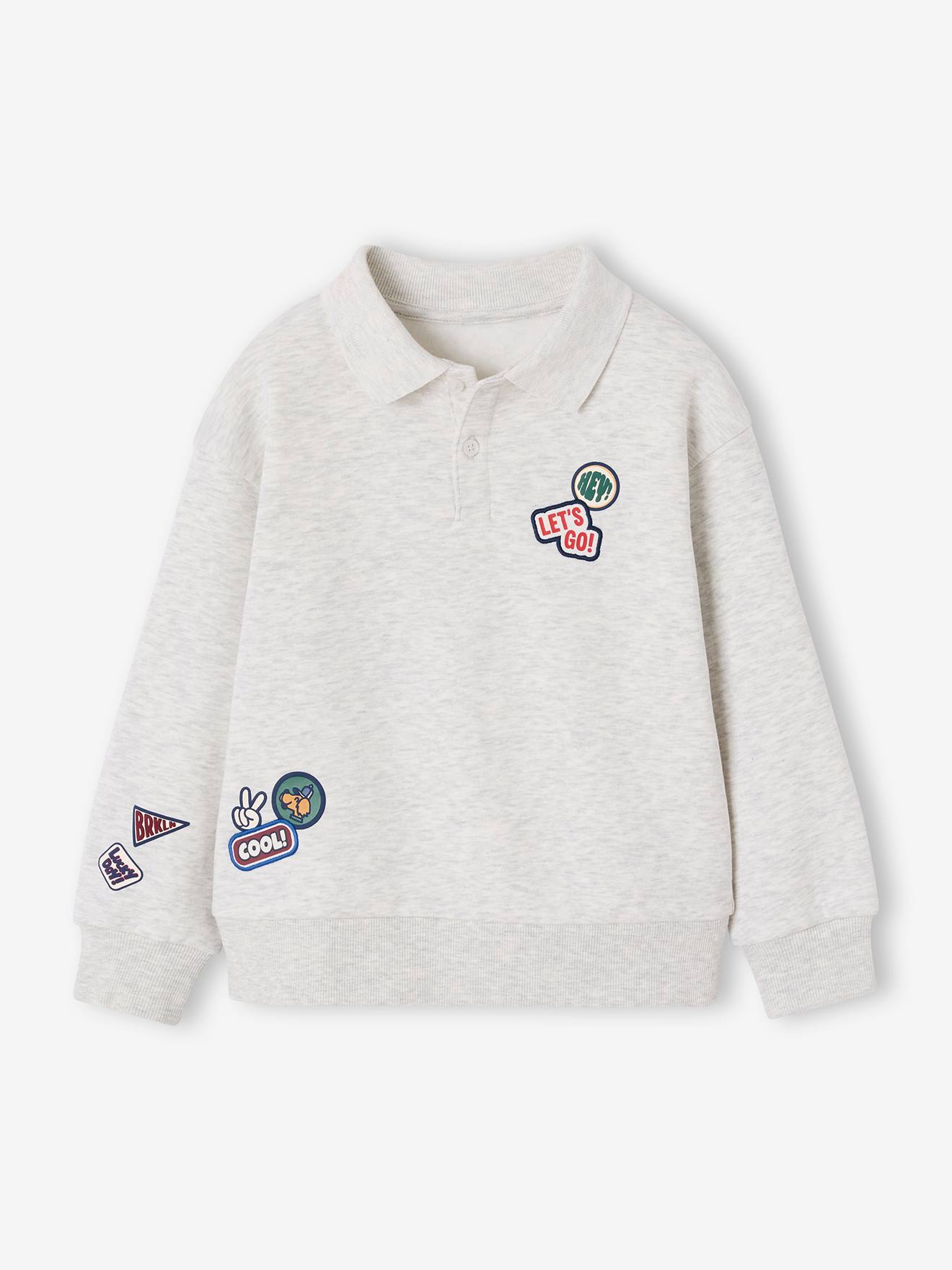 Jungen Sweatshirt mit Polokragen und Aufnäher