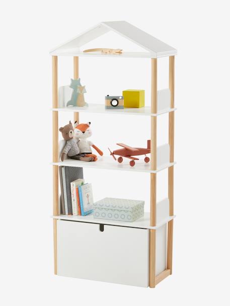 Bücherregal in Hausform „Woody“ - weiß/natur - 1
