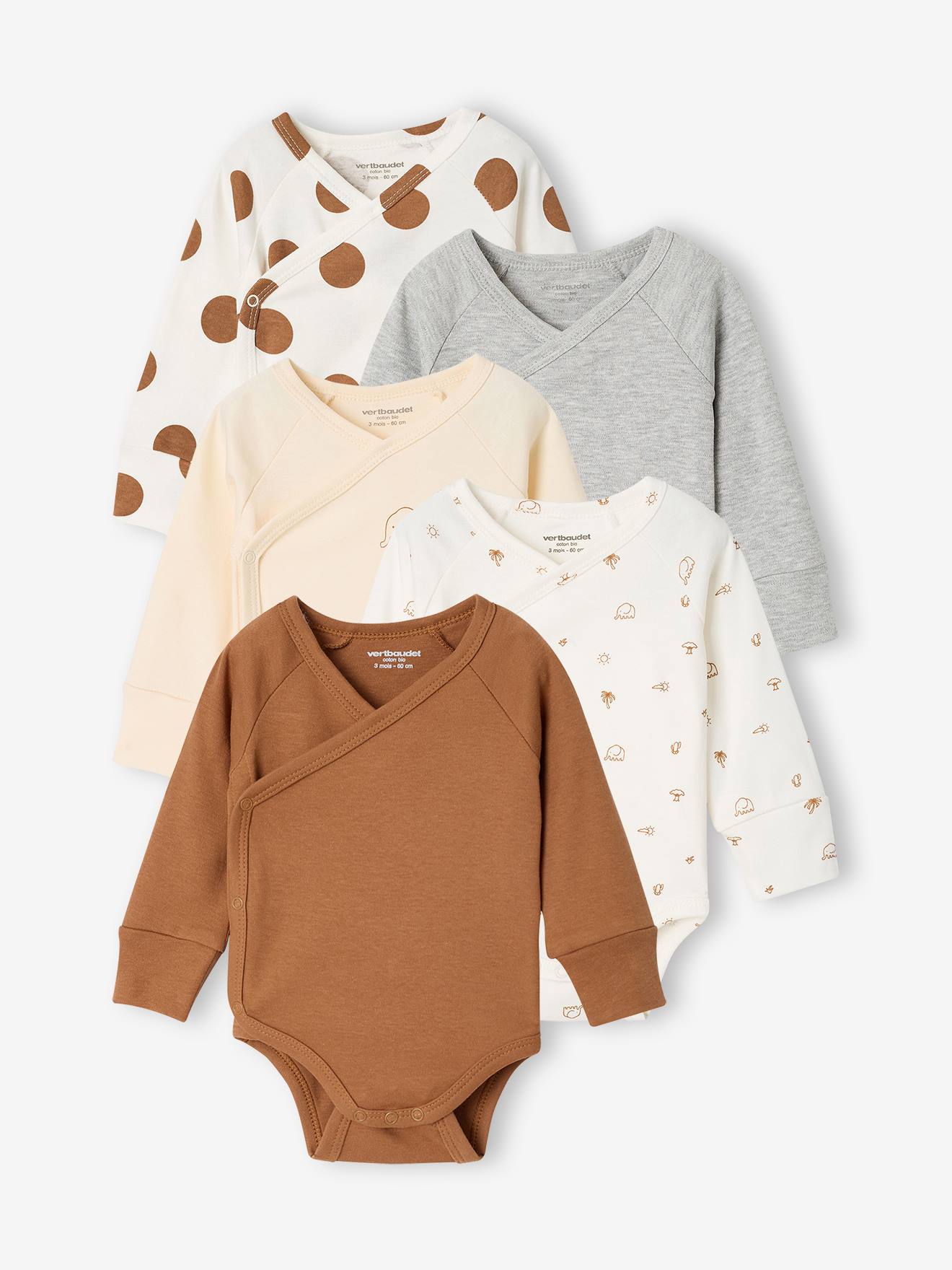 5er-Pack Wickelbodys Baby langärmlig