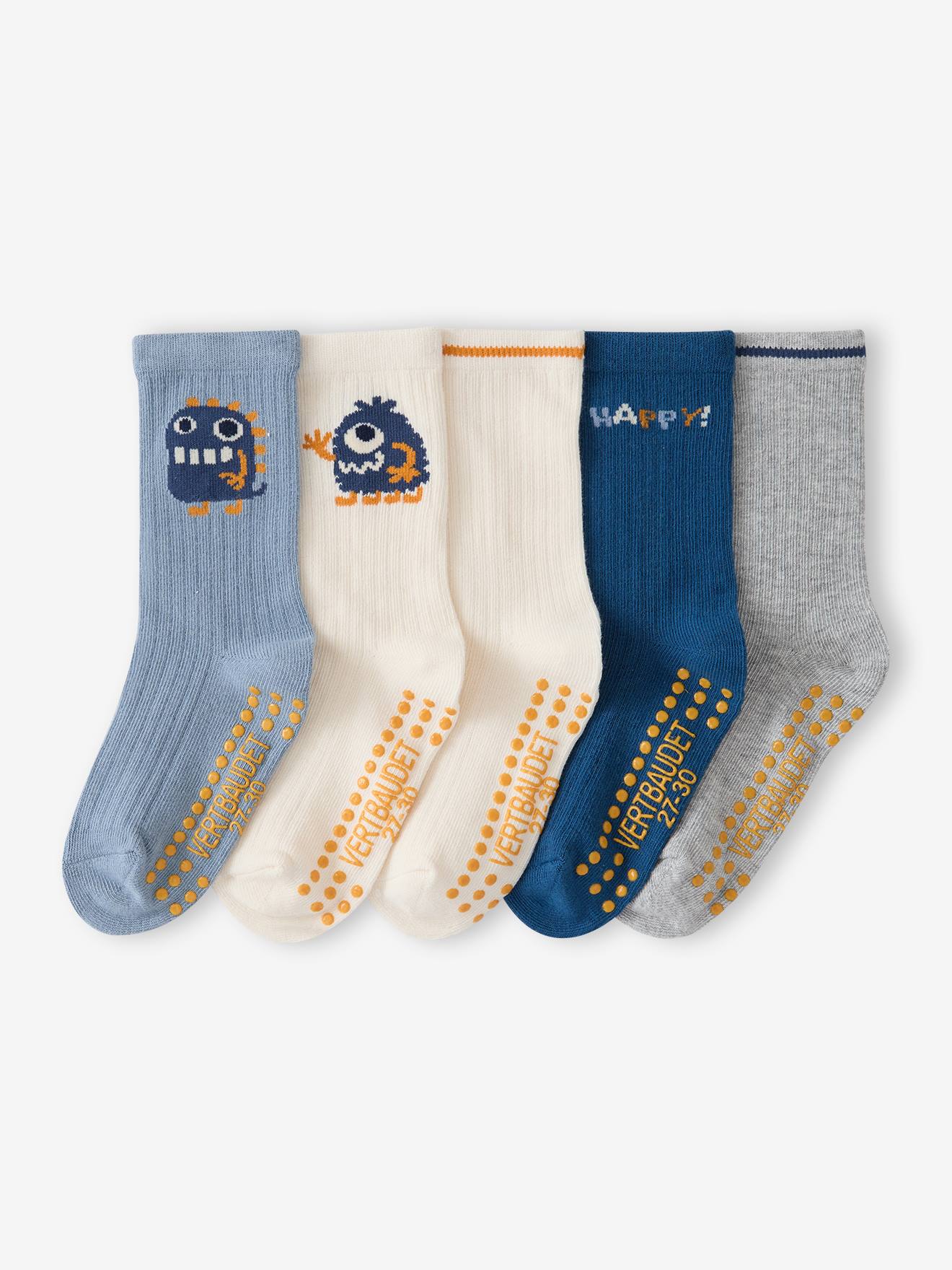 5er-Pack Kinder Stoppersocken Mini-Monster