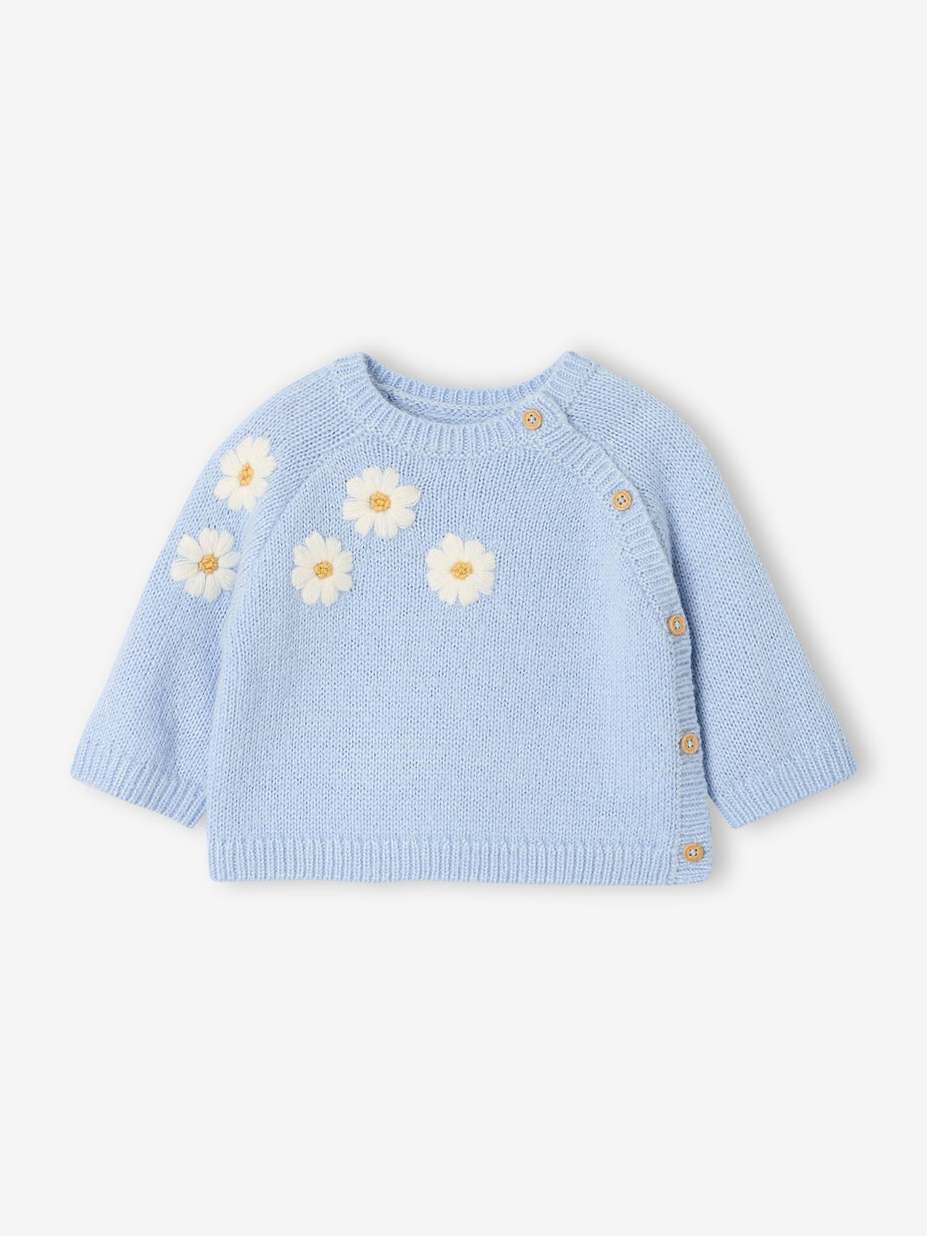 Baby Strickpullover mit seitlicher Knopfleiste
