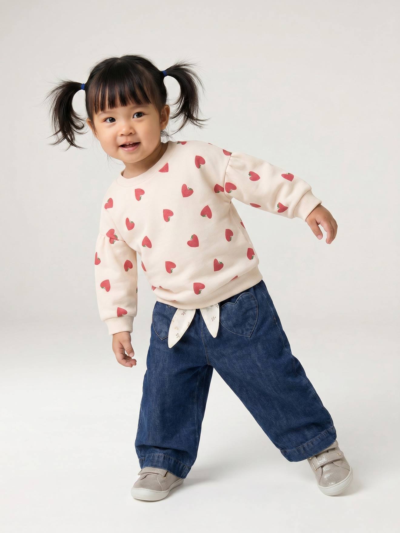 Weite Baby Jeans mit Stoffgürtel