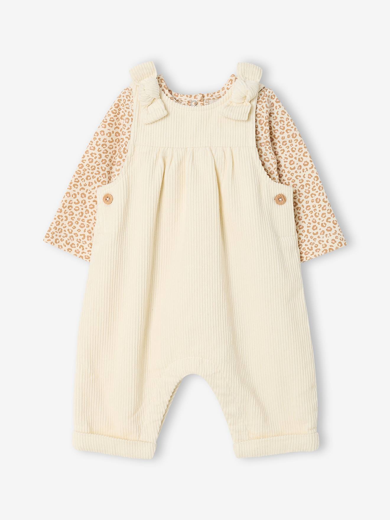 Baby-Set aus Latzhose und Body vanille