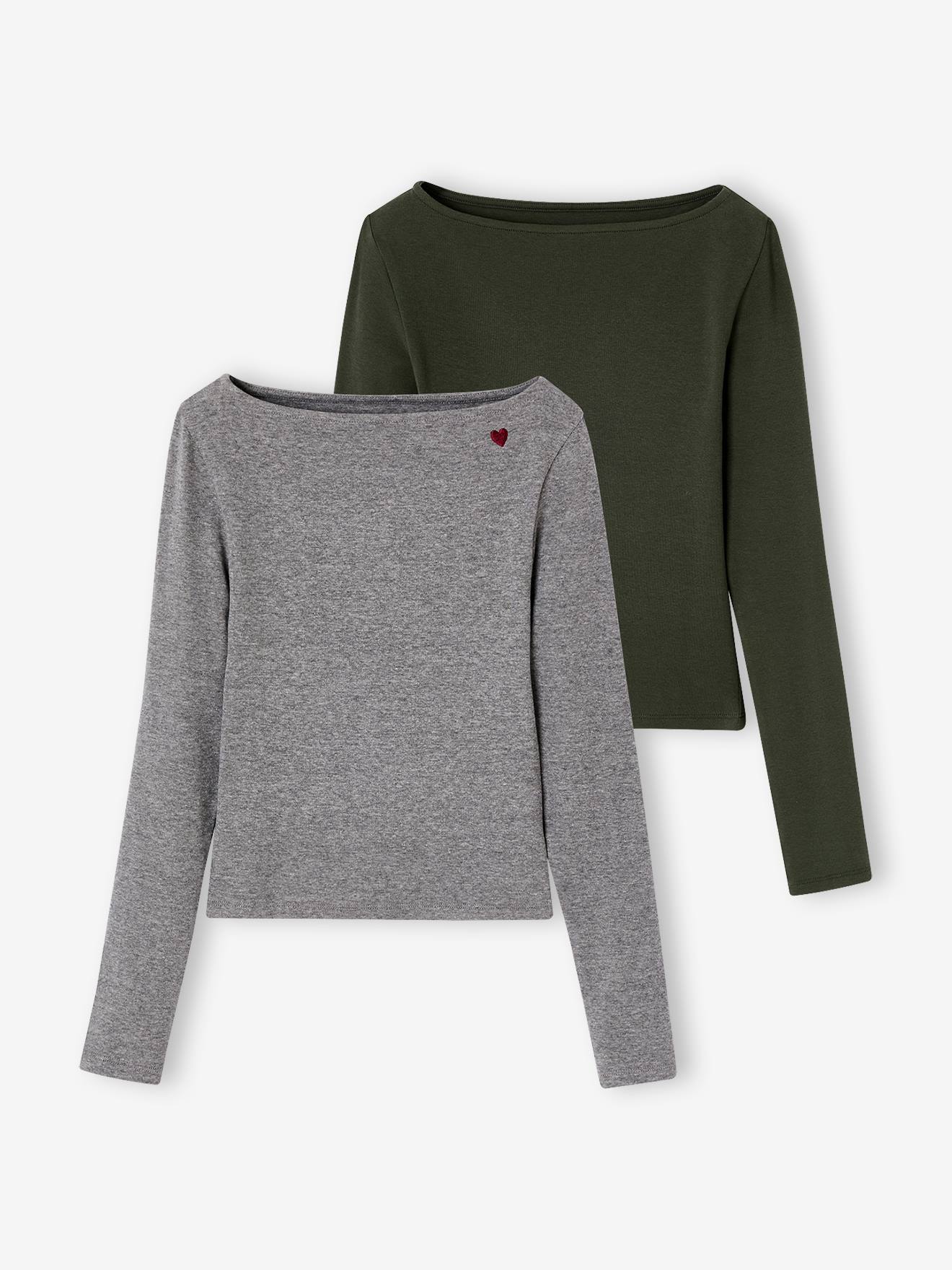 2er-Pack Shirt mit U-Boot-Ausschnitt Ripp-Jersey Mädchen JONEN