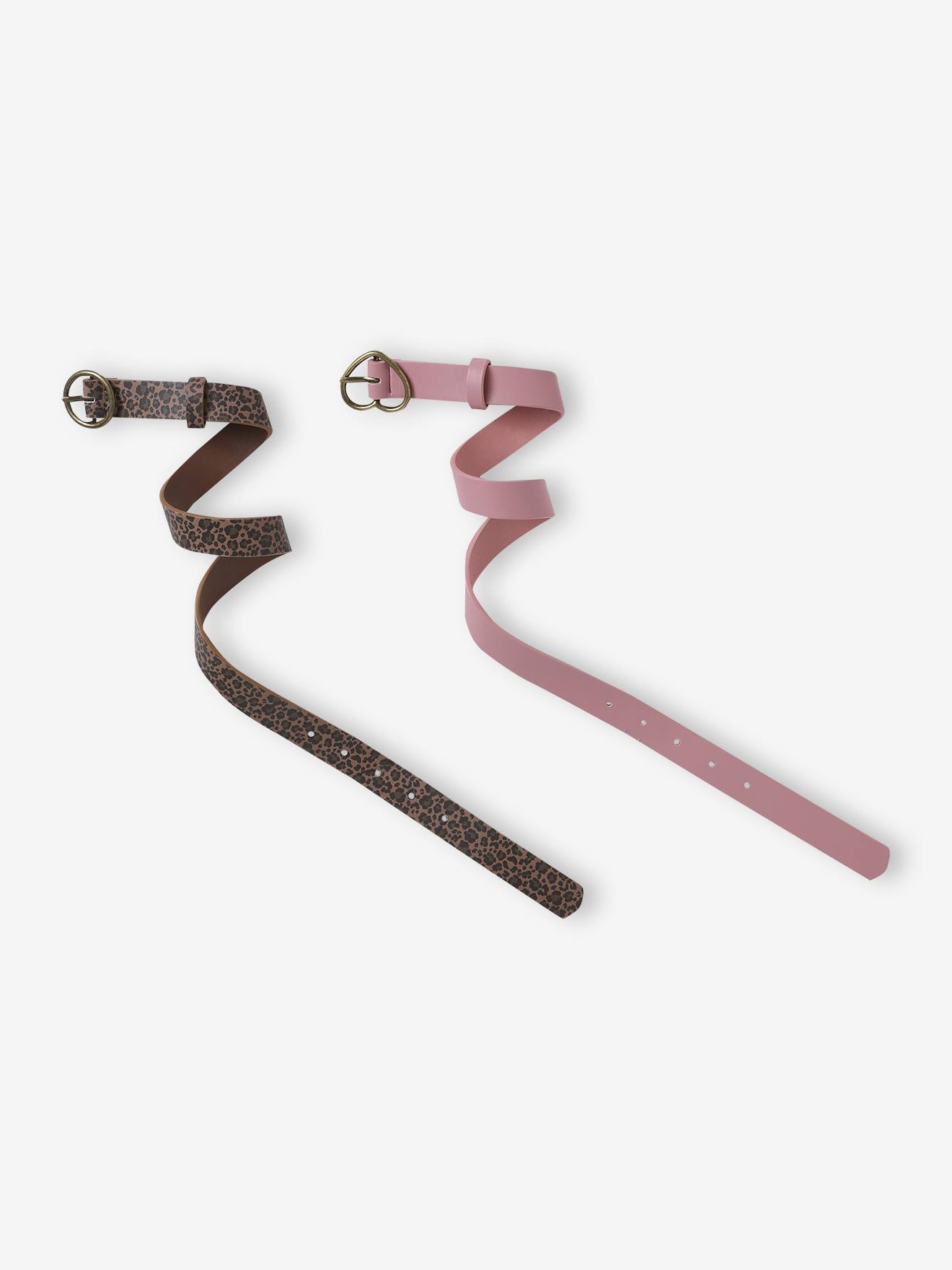 2er-Pack Mädchen Gürtel mit runder Metallschnalle blush