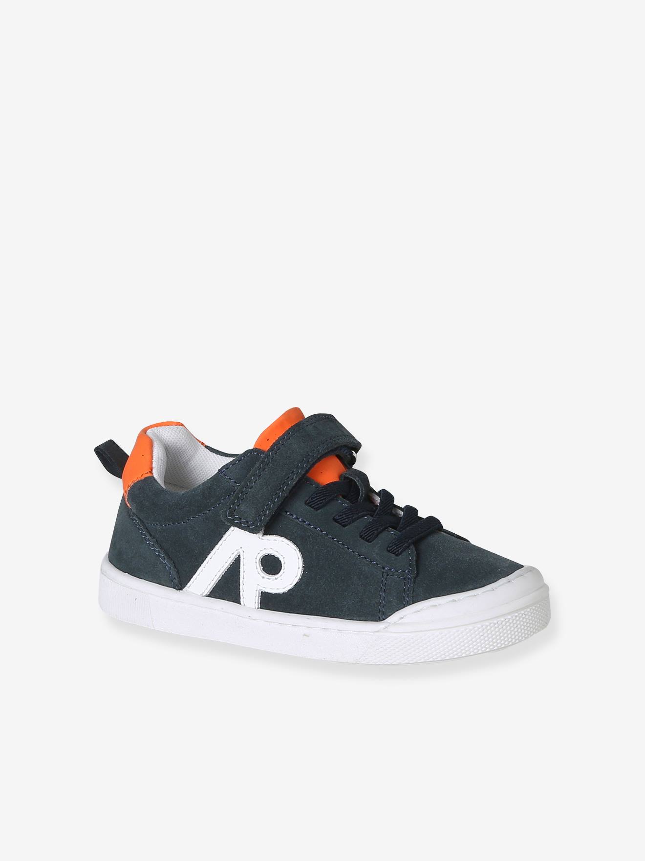 Jungen Klett-Sneakers aus Leder mit elastischer Schnürung