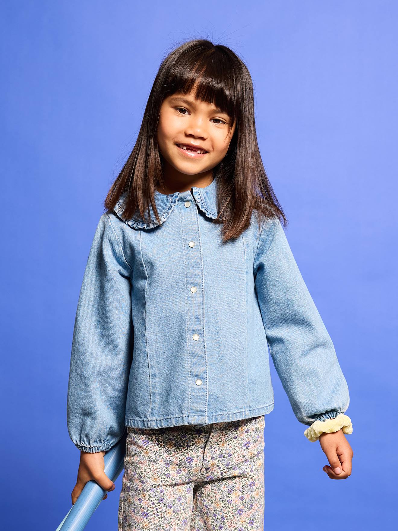 Jeansbluse mit Bubikragen Mädchen