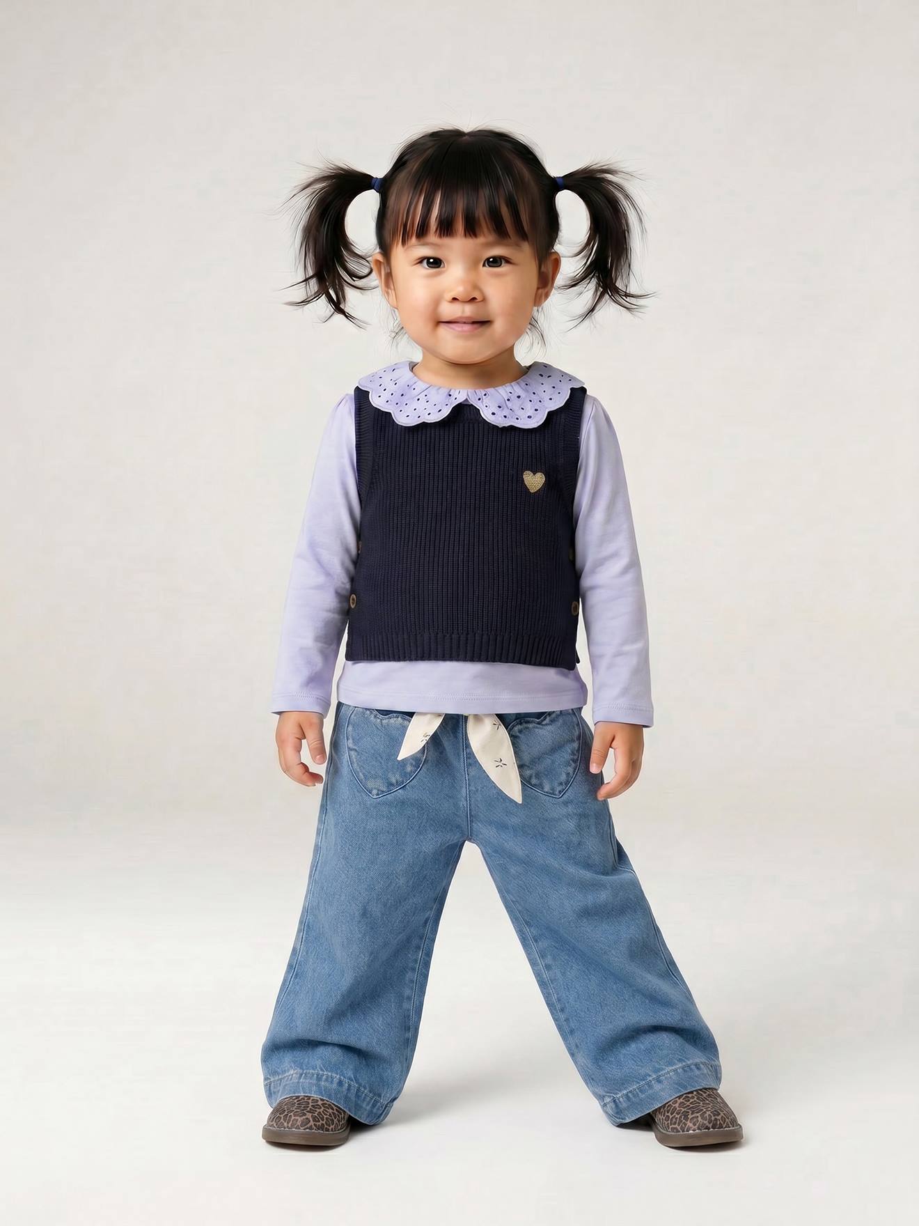 Weite Baby Jeans mit Stoffgürtel