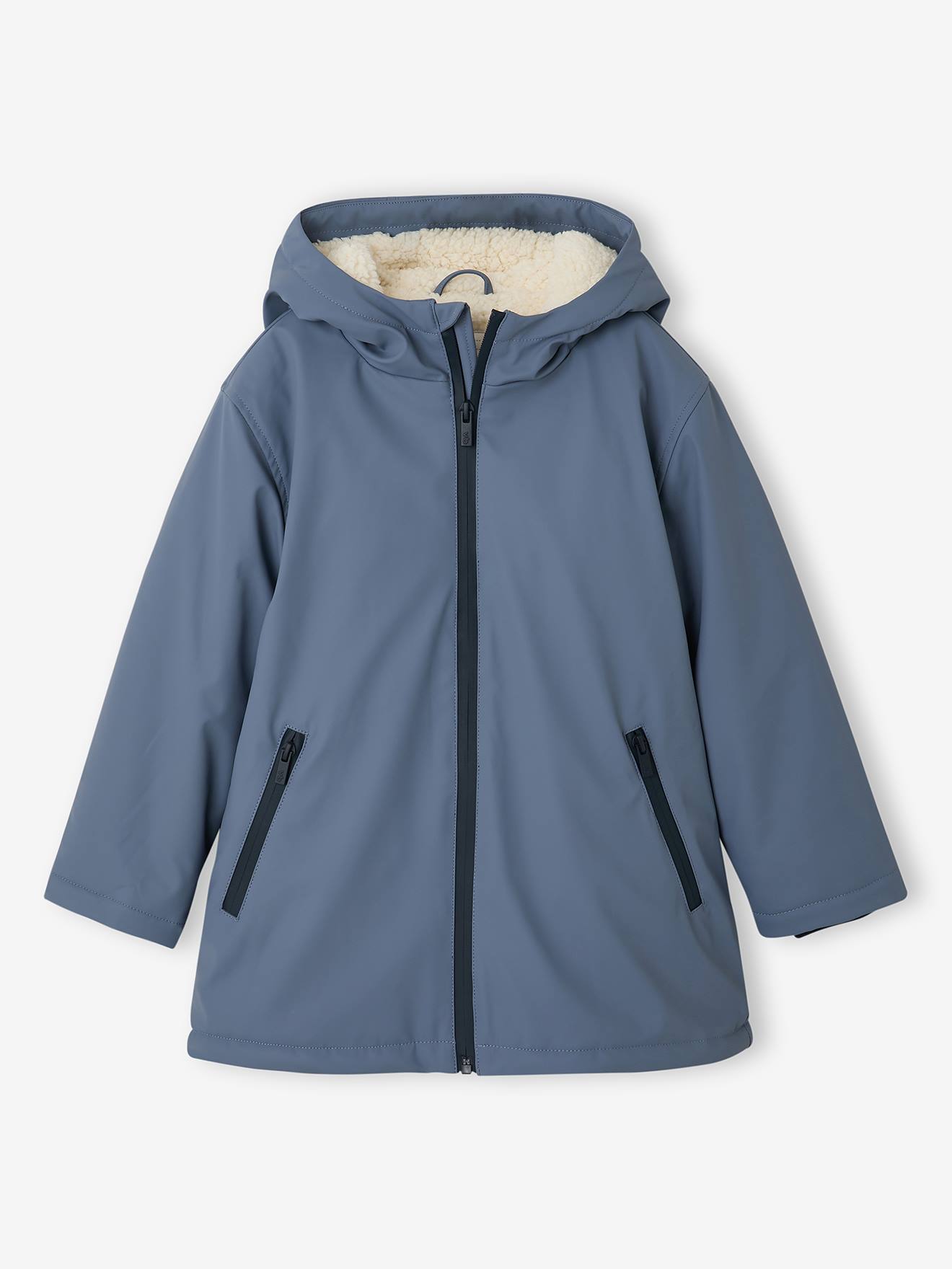 Jungen Regenjacke mit Kapuze & Teddyfleece-Futter