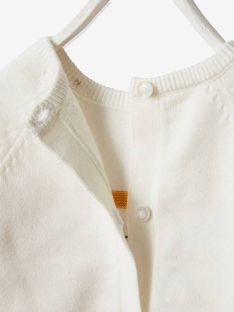 Jungen Pullover mit Stickerei Oeko-Tex - hellbraun+wollweiß/senfgelb gestreift - 8