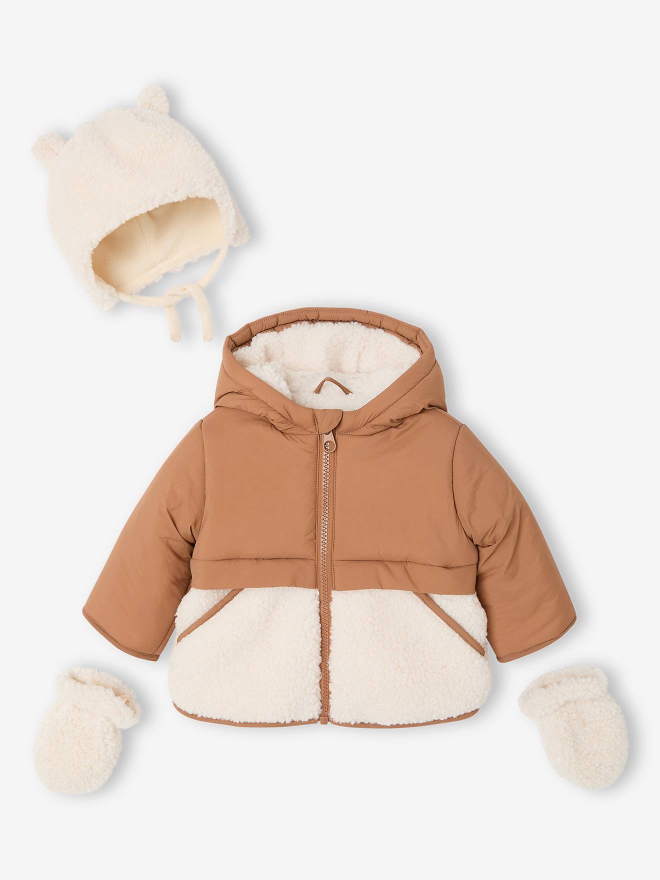 Baby-Set aus Winterjacke mit Kapuze