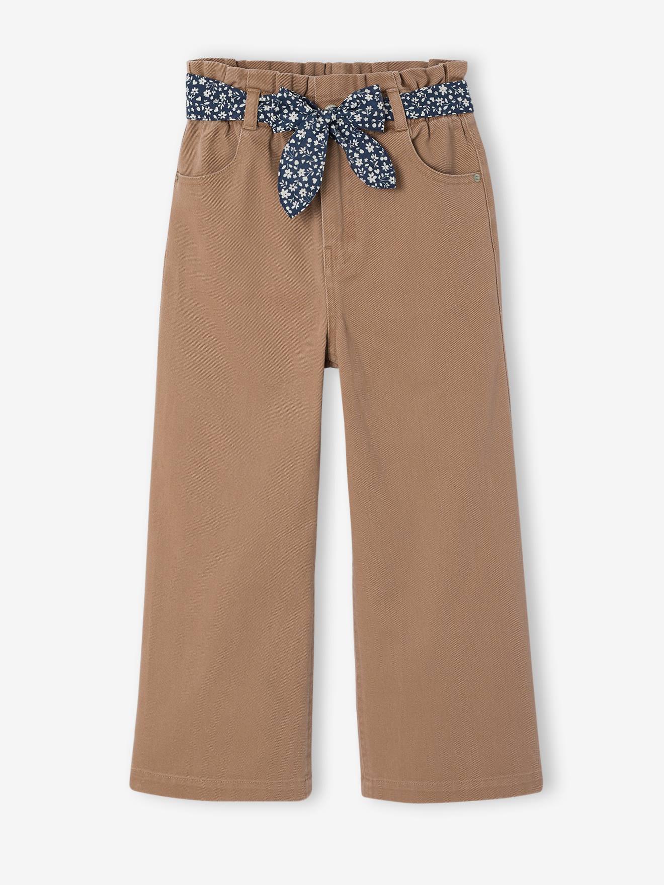 Mädchen Hose mit Paperbag-Bund und Stoffgürtel