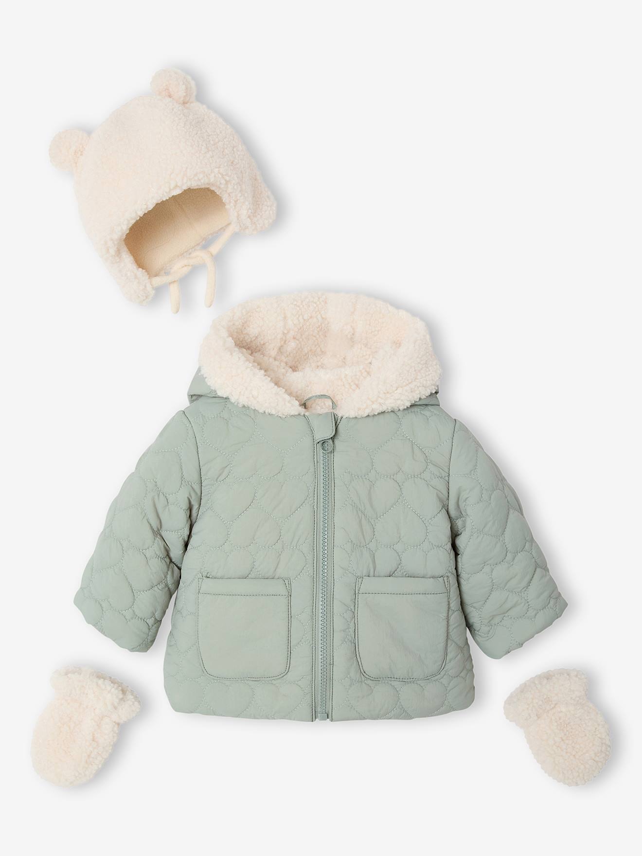 Baby-Set aus Steppjacke mit Kapuze