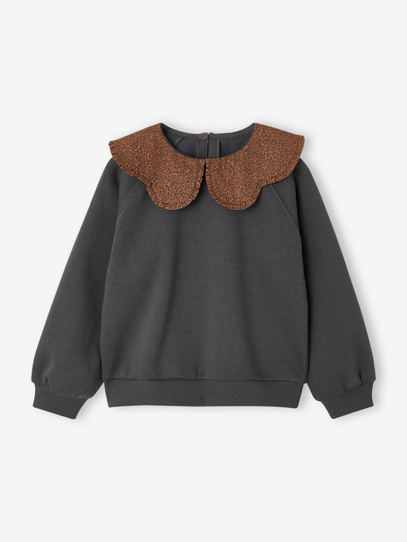 Mädchen Sweatshirt mit breitem Kragen