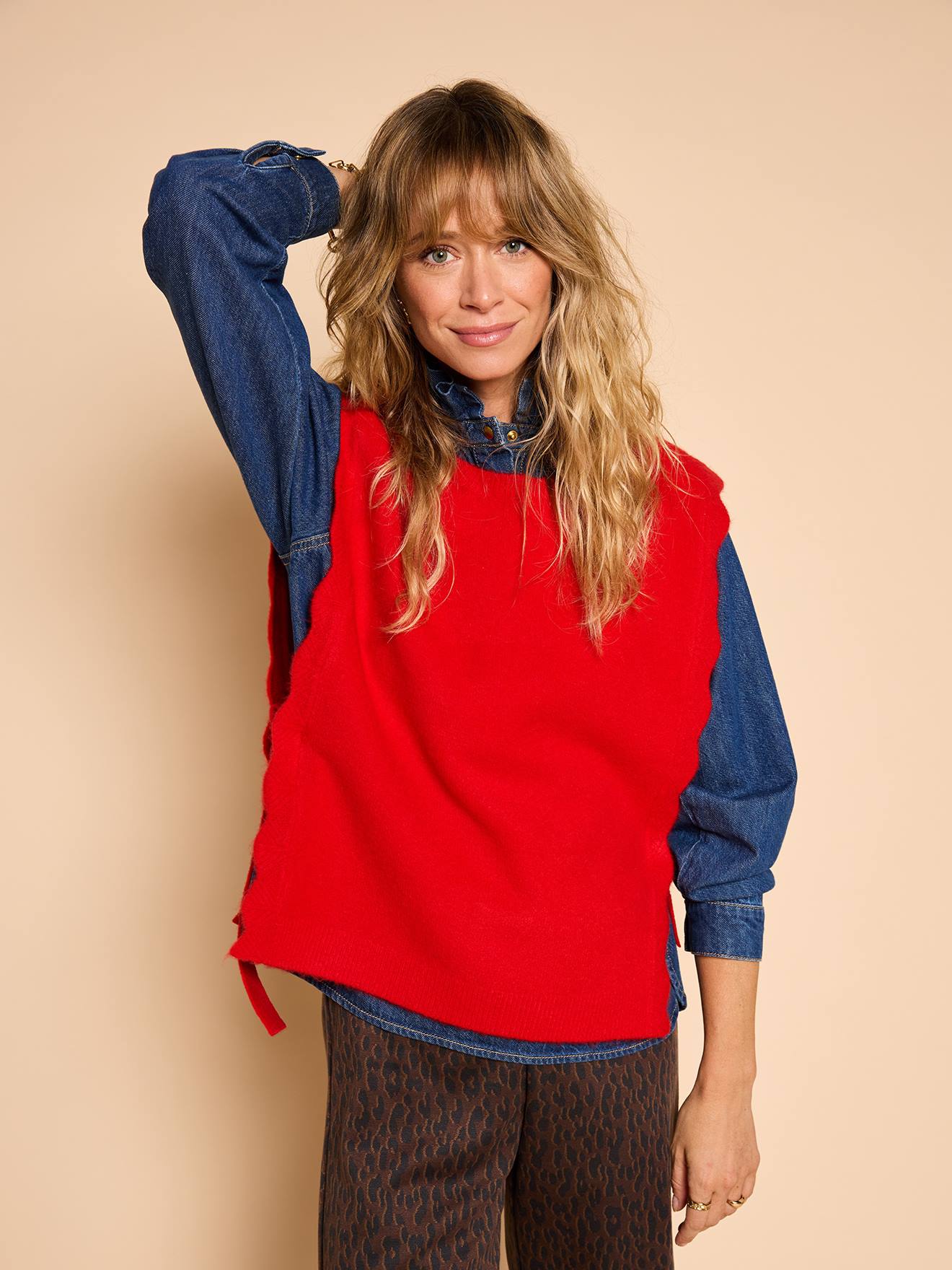 Damen Pullunder mit Wellensaum Wollmix ENVIE DE FRAISE Mama-Tochter-Capsule