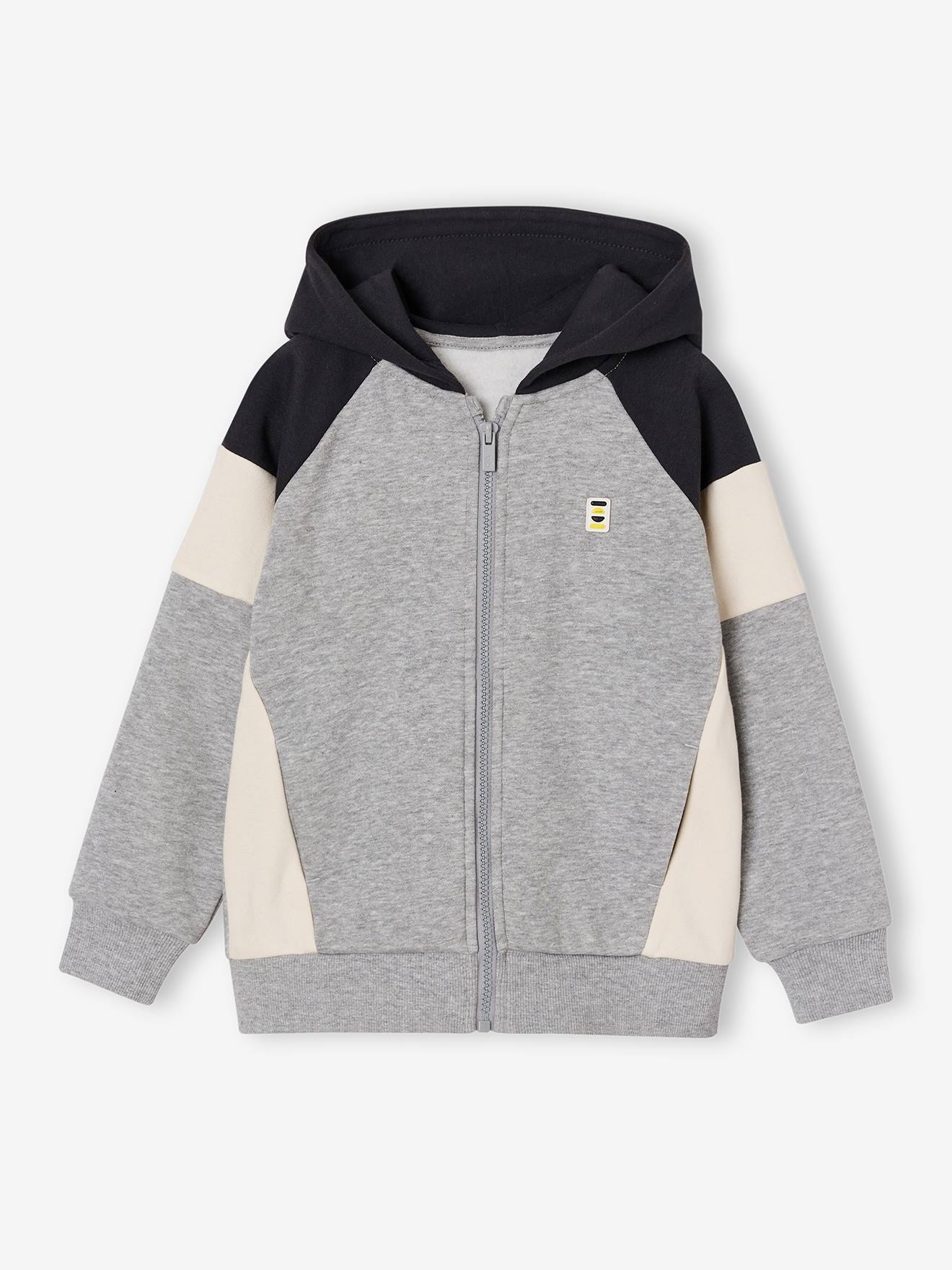 Kapuzensweatjacke Jungen im Colorblock-Look