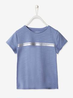Maedchenkleidung-Shirts & Rollkragenpullover-Mädchen Sport-T-Shirt mit Glanzstreifen BASIC Oeko-Tex