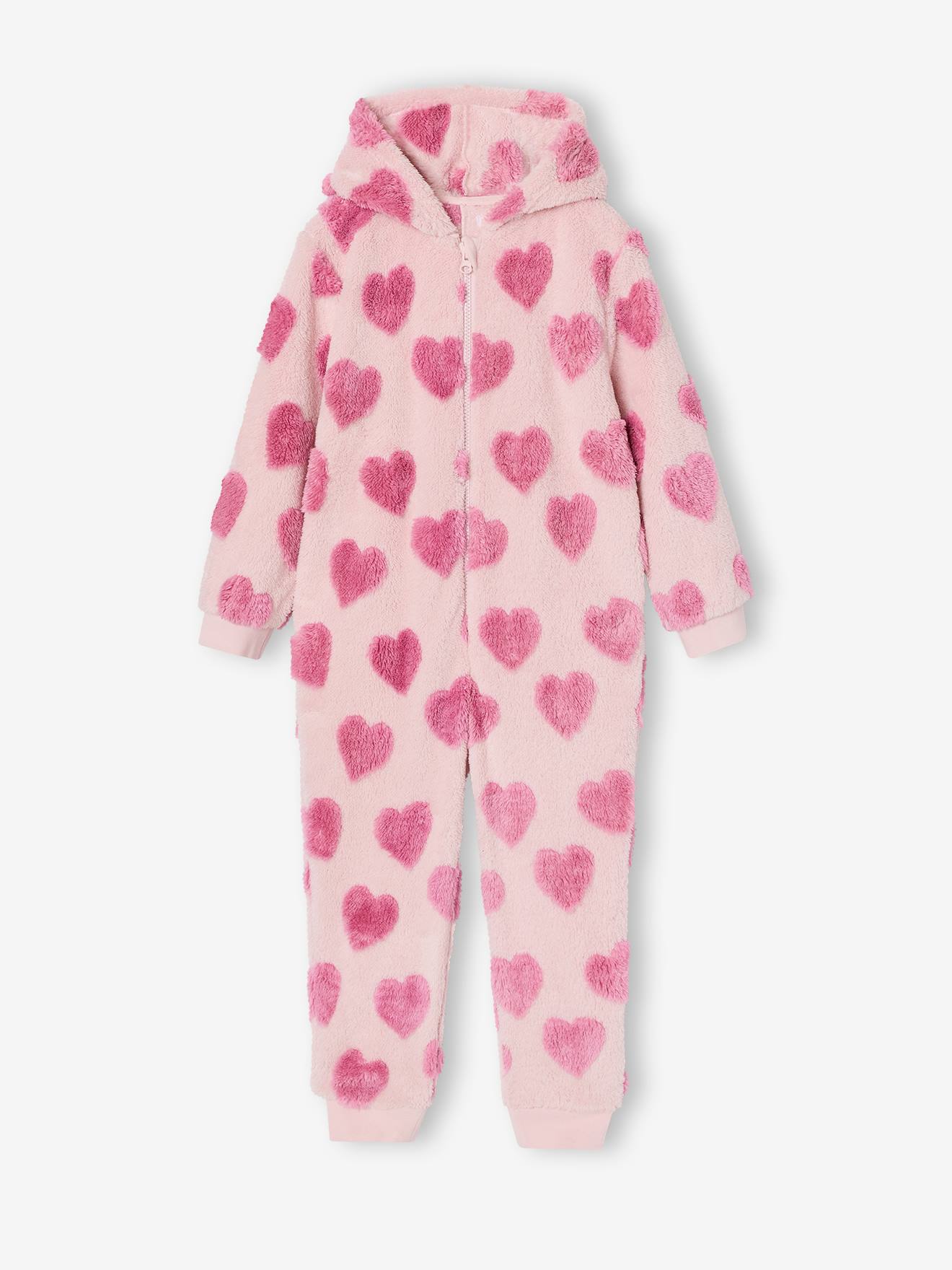 Kinder Plüschoverall mit Herzen