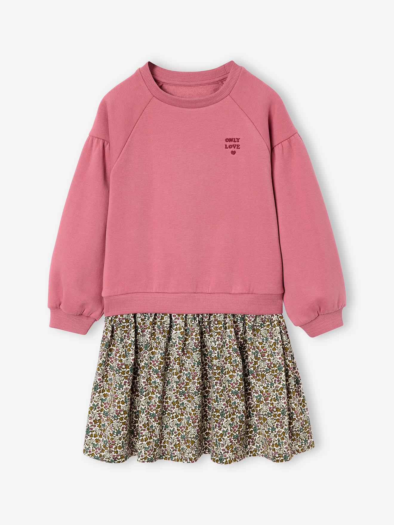 Mädchen Kleid mit Materialmix