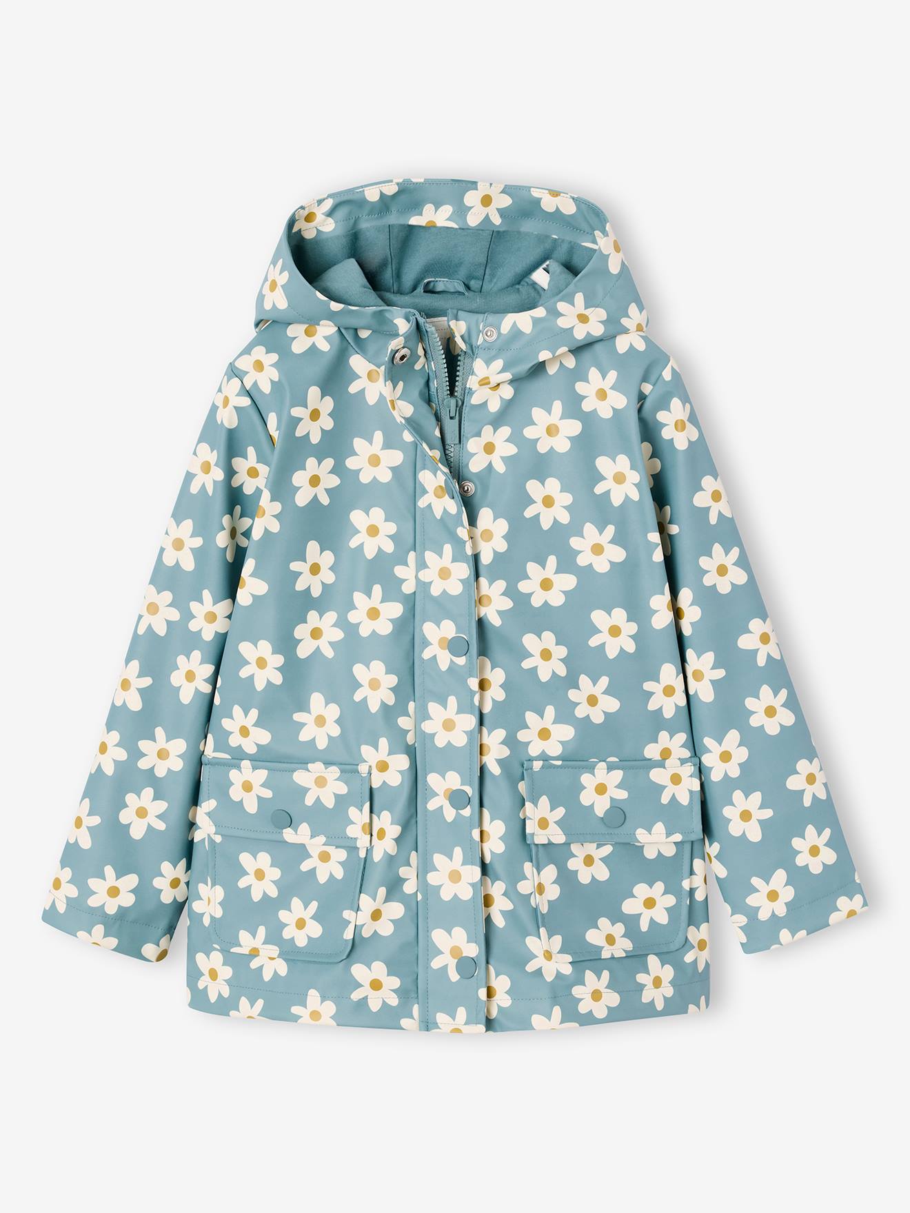 Mädchen Regenjacke mit Taschen blumen