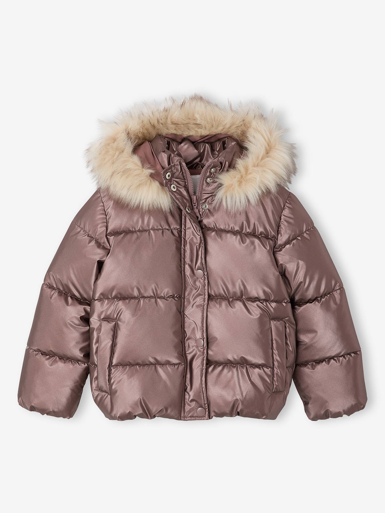 Mädchen Steppjacke mit Kapuze und Fleecefutter