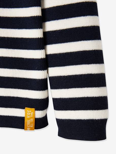 Jungen Streifenpullover Oeko-Tex - graugrün/weiß gestreift+marine/senfgelb gestreift+nachtblau/karamell gestreift+weiß/dunkelblau gestreift - 17