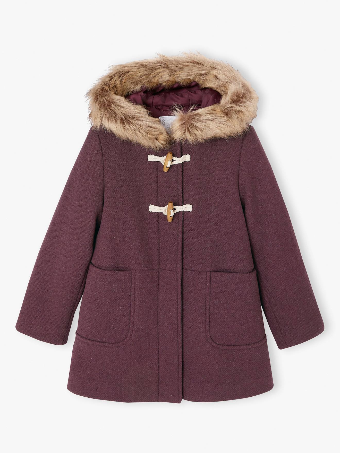 Mädchen Dufflecoat mit Kapuze & Knebelknöpfen