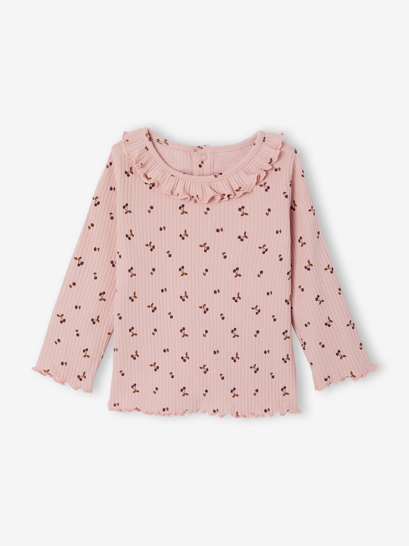 Mädchen Baby Shirt mit Volantkragen