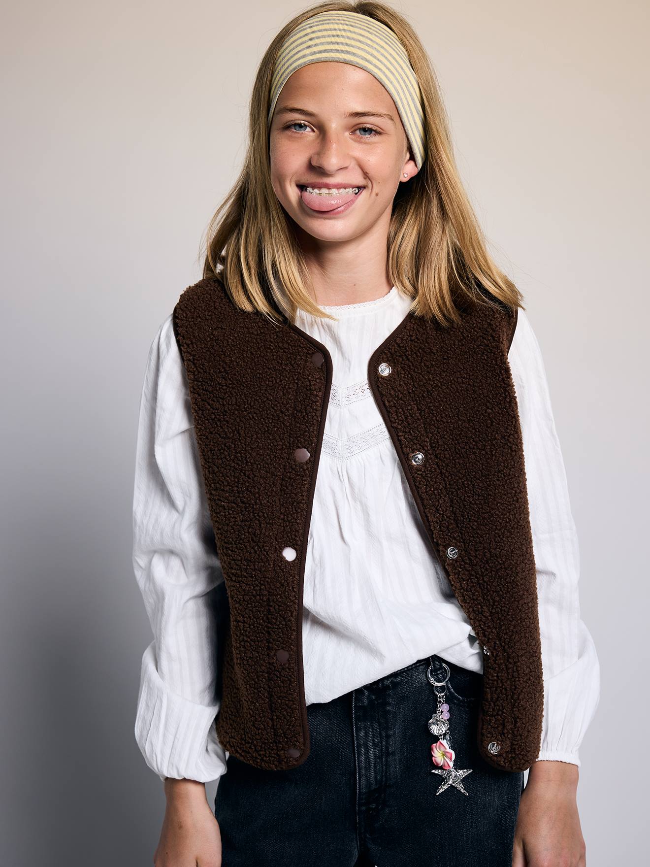 Kinder Weste JONEN aus Teddyfleece schokolade