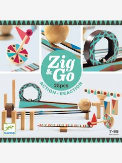 Spielzeug-Miniwelten, Konstruktion & Fahrzeuge-Dominoralley „Zig & Go“ DJECO, 28 Teile