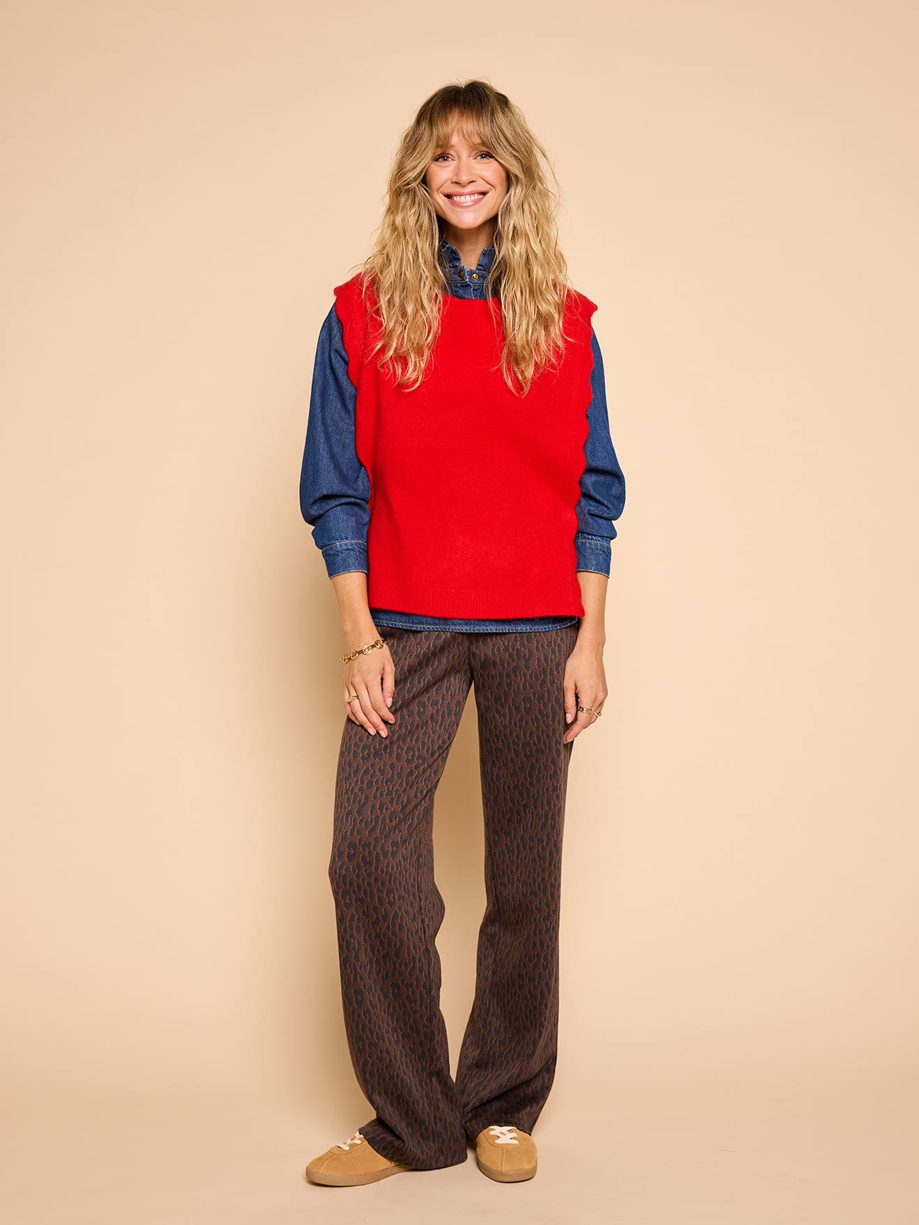 Gerade Hose Jacquard Damen