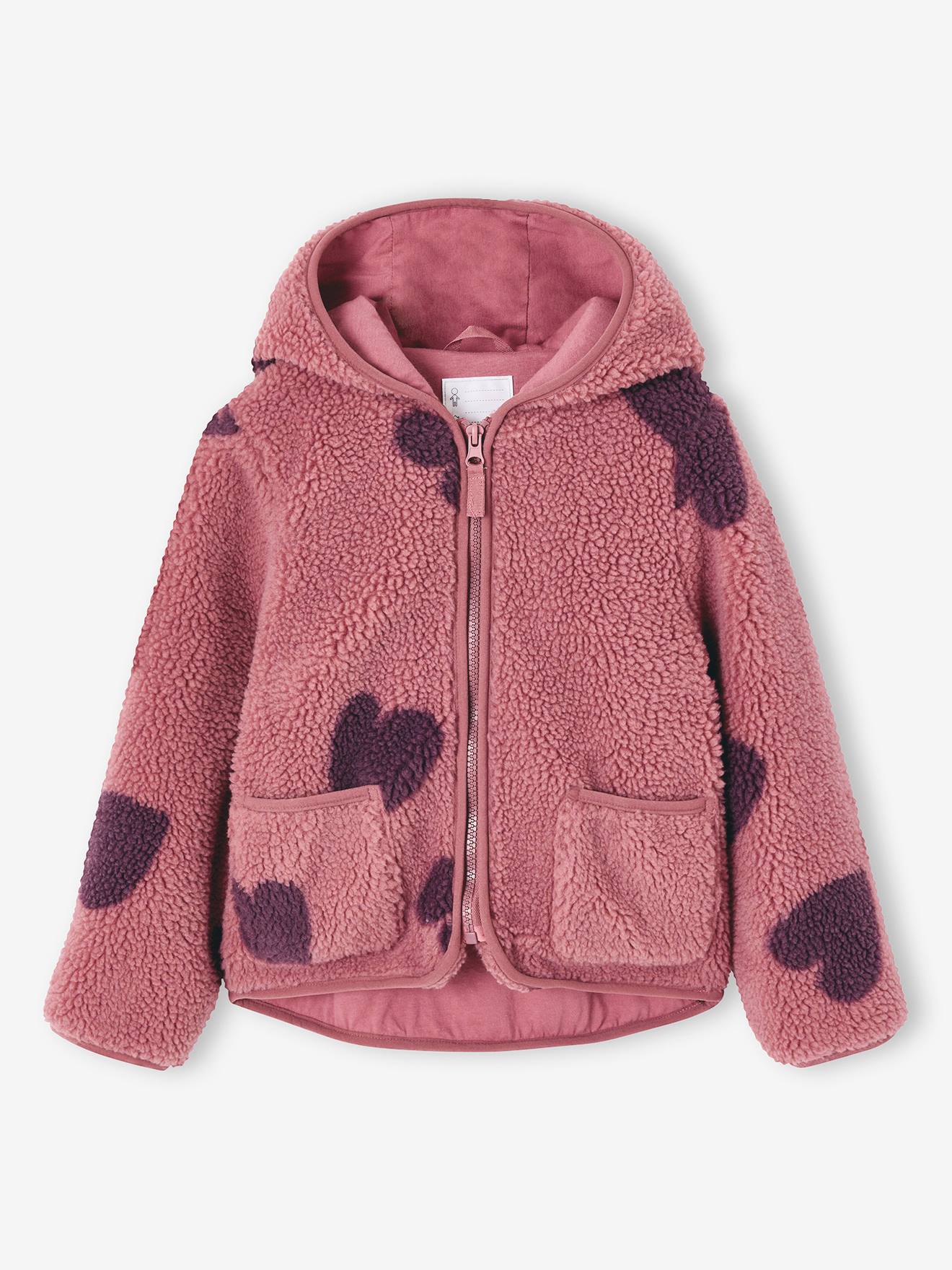 Übergangsjacke aus Teddyfleece mit Kapuze