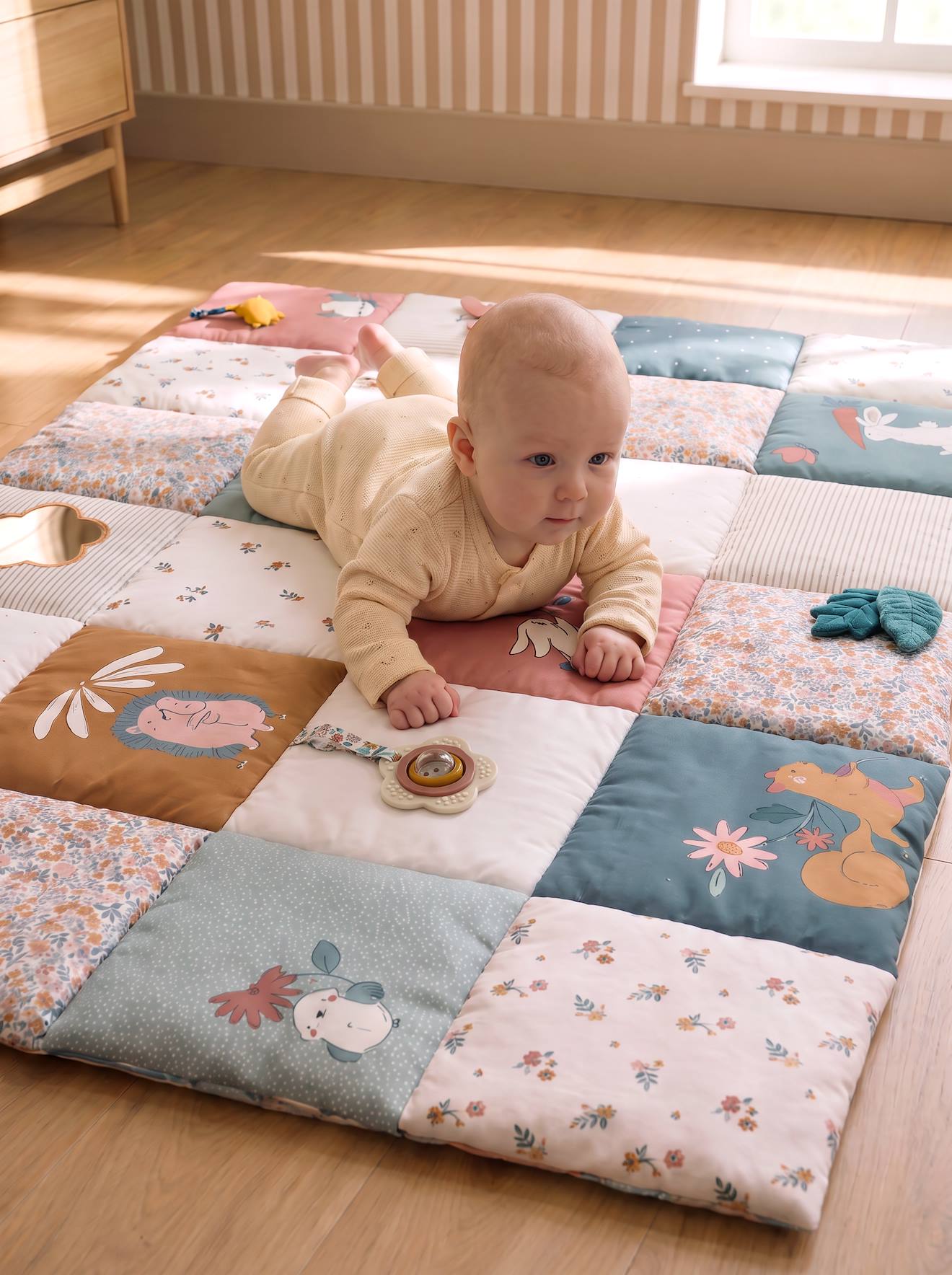 Großer Spielteppich mit Activity-Spielzeug für Babys