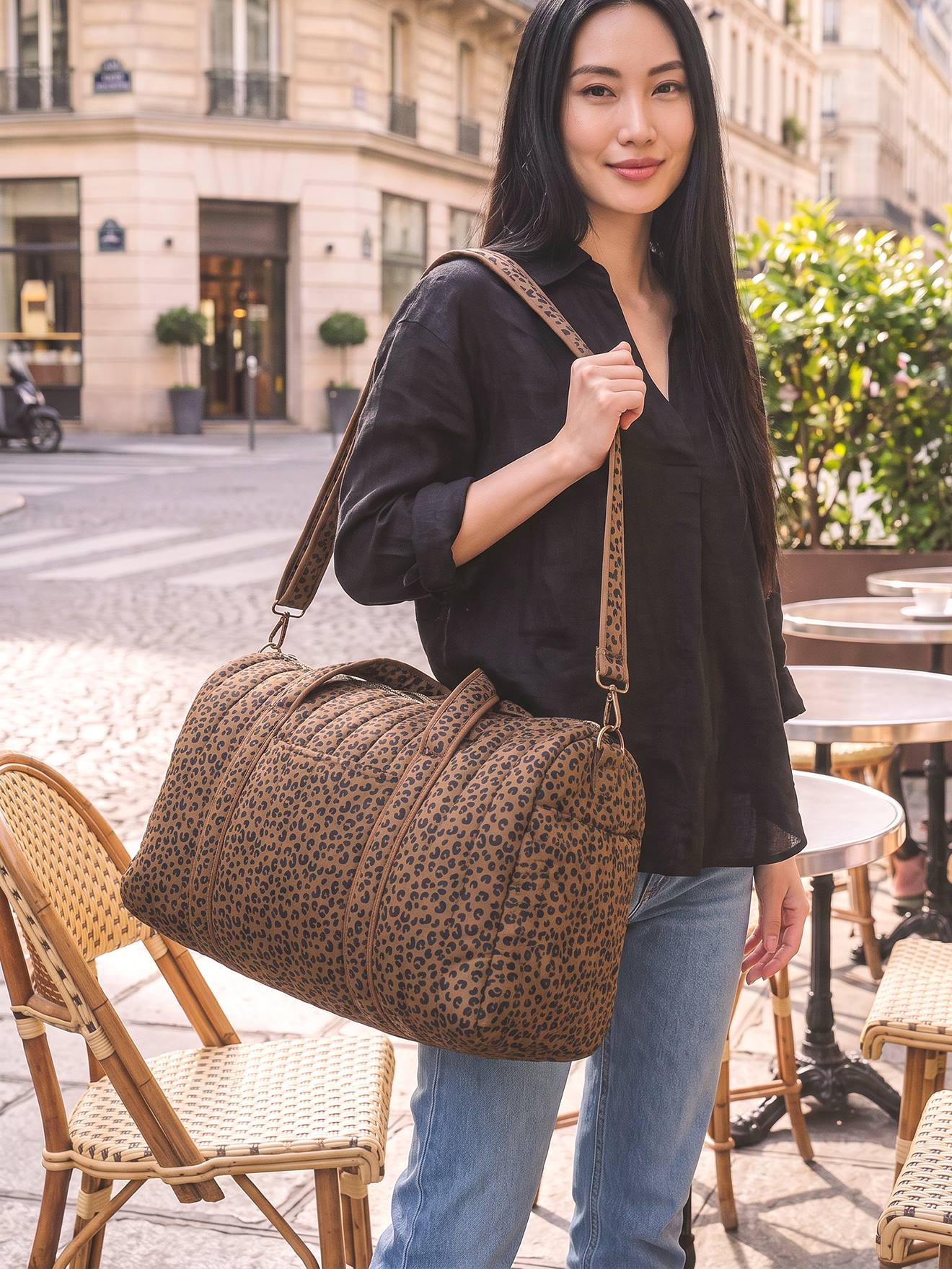 Wickeltasche Weekender 48 Std ROLLY mit passender Kosmetiktasche cappuccino