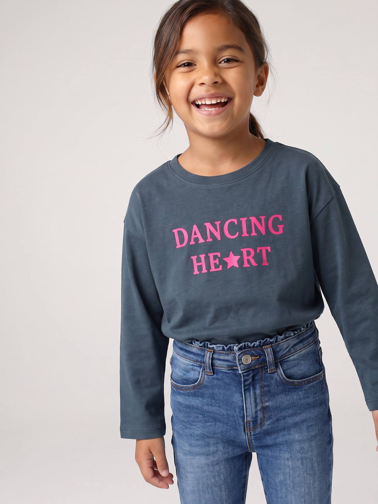 Langarmshirt mit Flockprint Mädchen