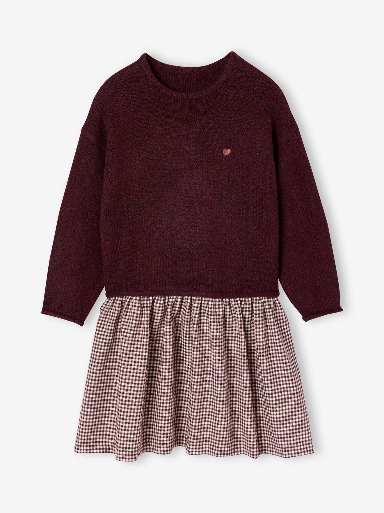 2-in-1-Kleid mit Strickoberteil Mädchen