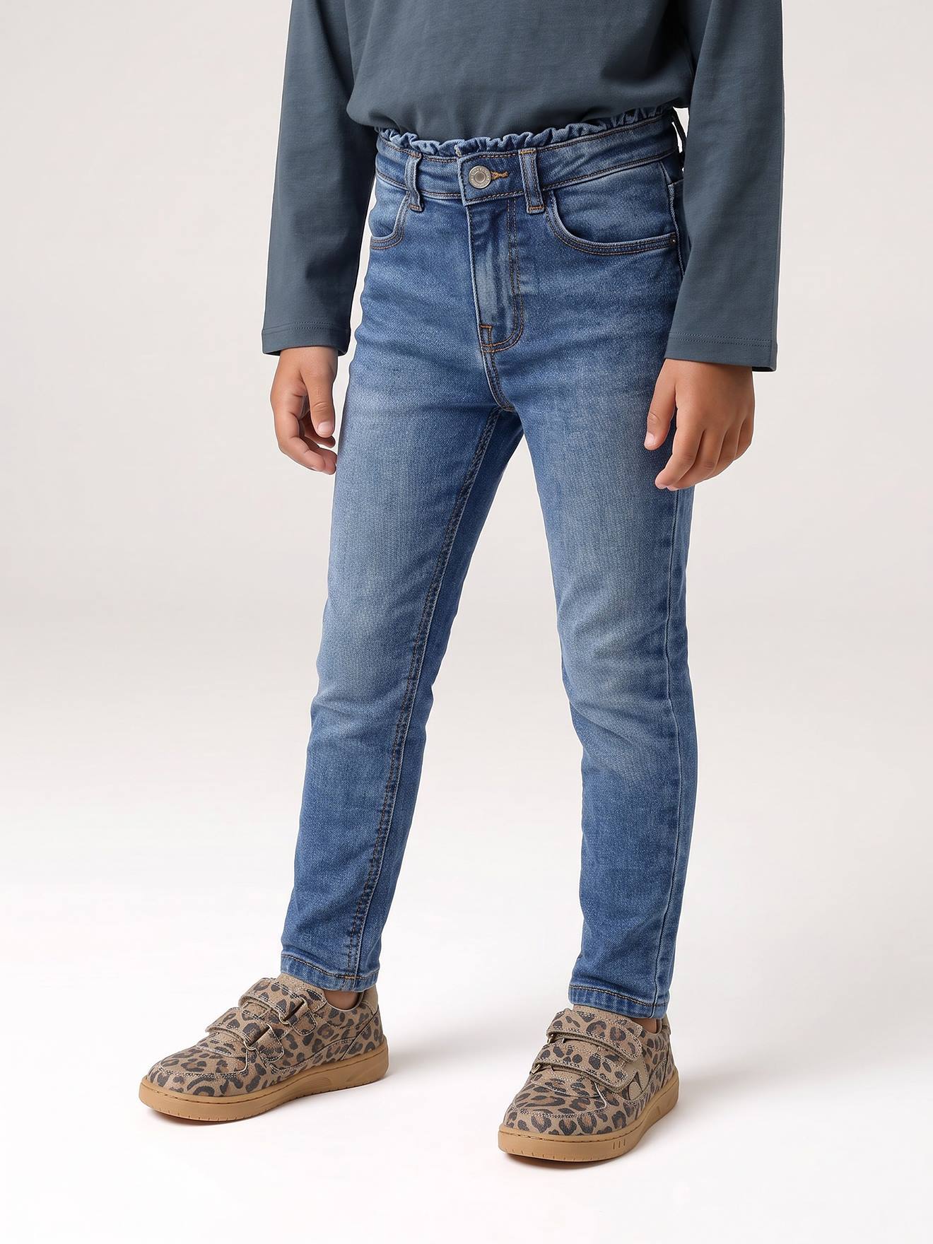 Slim-Fit-Jeans mit Rüschenbund Mädchen Hüftweite REGULAR