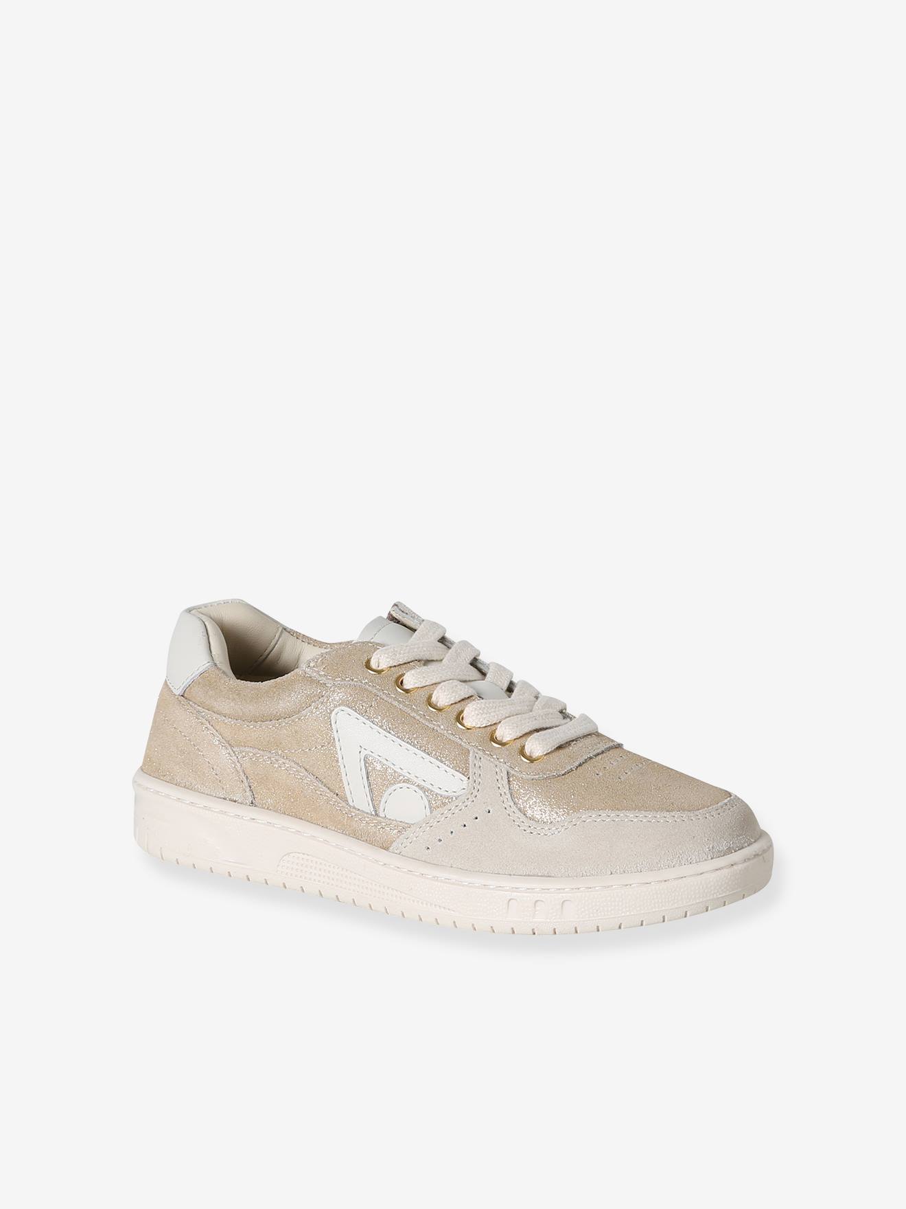 Leder-Sneakers mit Schnürung Mädchen -metallic
