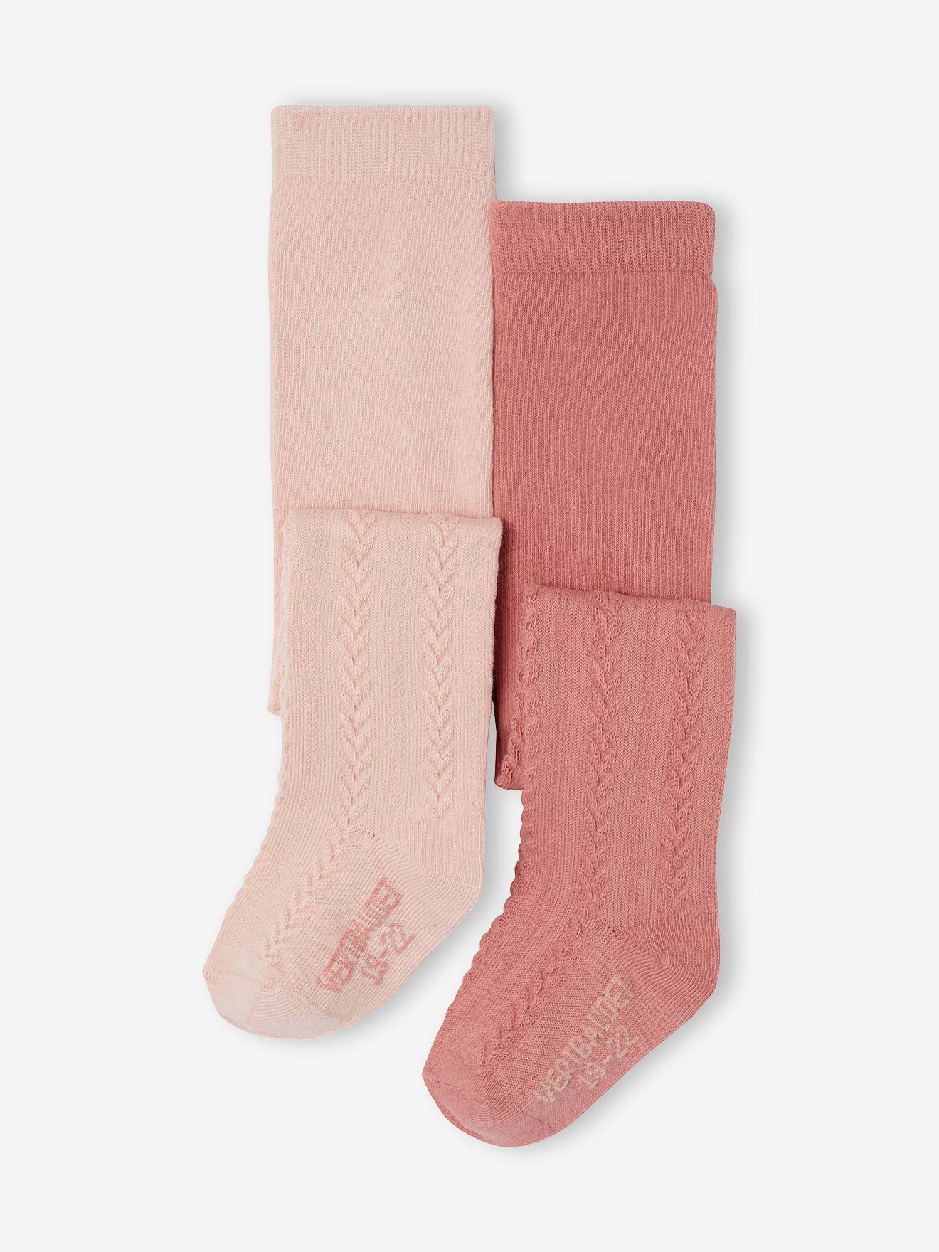 2er-Pack Mädchen Baby Strumpfhosen Ajourstrick hell