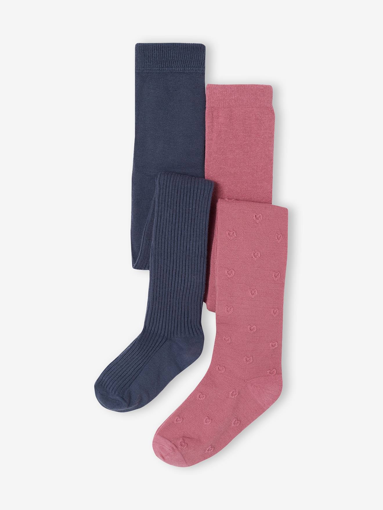 2er-Pack Strumpfhosen mit Relief-Herzen & Ripp Mädchen