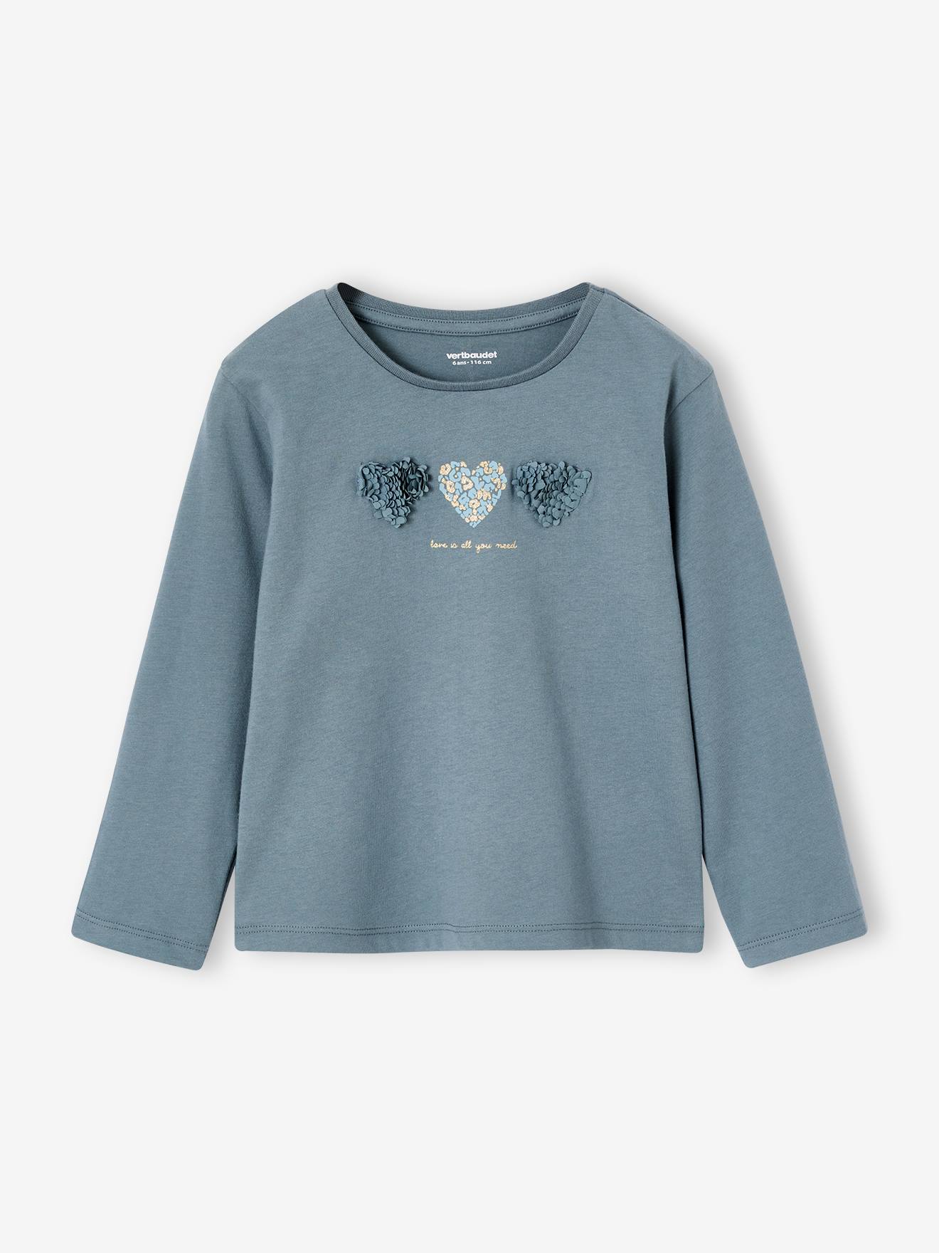 Mädchen Langarmshirt mit Relief-Herz