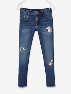 Maedchenkleidung-Mädchen Jeans mit Schlupfbund, Patches