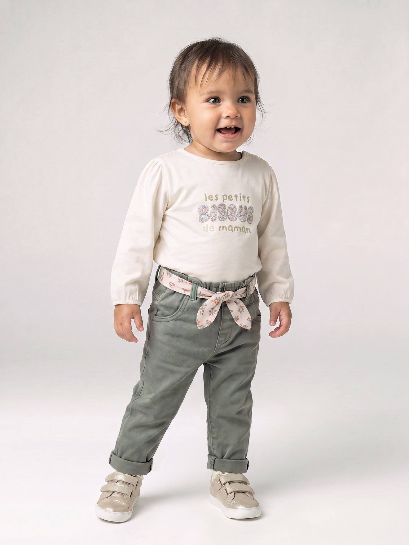 Paperbag-Hose mit Stoffgürtel Baby Mädchen